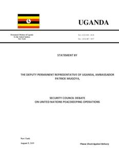 UGANDA Permanent Mission of Uganda To the United Nations New York  Tel : ([removed] – 0110