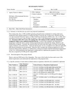 RULEMAKING NOTICE Notice Number Rule Number  1. Agency Name & Address: