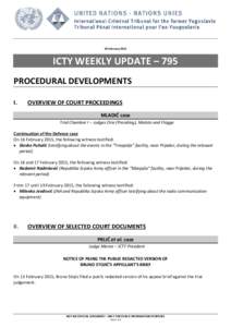 20 February[removed]ICTY WEEKLY UPDATE – 795 PROCEDURAL DEVELOPMENTS I.