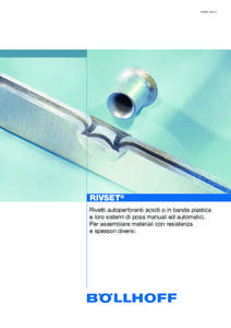 RIVSET[removed]I  RIVSET® Rivetti autoperforanti sciolti o in banda plastica e loro sistemi di posa manuali ed automatici. Per assemblare materiali con resistenza
