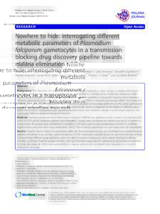 Nowhere to hide: interrogating different metabolic parameters of Plasmodium falciparum gametocytes in a transmission blocking drug discovery pipeline towards malaria elimination