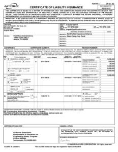 FORTR-1  OP ID: AG DATE (MM/DD/YYYY)  CERTIFICATE OF LIABILITY INSURANCE