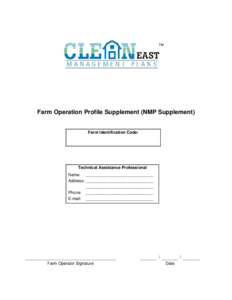 CLEANEAST Management Plans Farm Operation Profile Supplement (NMP Supplement)