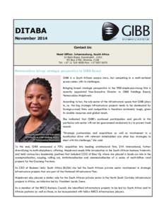 DITABA November 2014 Contact Us: Head Office: Johannesburg, South Africa 14 Eglin Road, Sunninghill , 2191 PO Box 2700, Rivonia, 2128