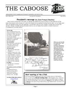 THE CABOOSE NEWSLETTER OF THE CUMBERLAND TOWNSHIP HISTORICAL SOCIETY (CTHS) ISSN 1203-147X Volume XXII Number 6