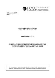 12 December[removed]FIRST REVIEW REPORT  PROPOSAL P272