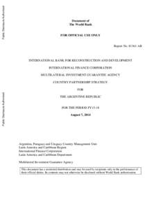 Public Disclosure Authorized  Document of The World Bank  FOR OFFICIAL USE ONLY