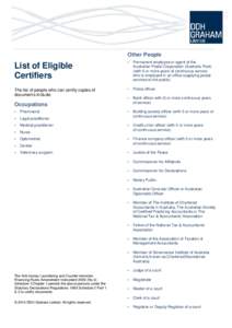 Other People  List of Eligible Certifiers  -