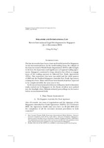 Singapore Journal of International & Comparative Law[removed]pp 589–602 Singapore and International Law Recent International Legal Developments in Singapore ( July–December 2003)