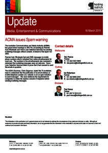 Update  Media, Entertainment & Communications 16 March 2011