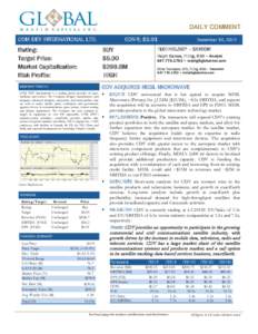 Equity Research  DAILY COMMENT COM DEV INTERNATIONAL LTD.  Rating: