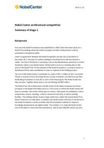 Nobel Center architectural competition Summary of Stage 1  Background