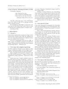 TUGboat, Volume[removed]), No. 3 A story of kpfonts: Reaching the limits of NFSS Christophe Caignaert Like a bird on the wire, Like a drunk in a midnight choir, I have tried, in my way, to be free.