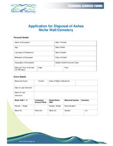 Application for Disposal of Ashes WEB