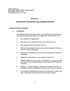 TARIFF SCHEDULE SUN VALLEY GENERAL IMPROVEMENT DISTRICT DATE ISSUED: APRIL 14, 2009 LAST REVISED: February 12, 1998  RULE NO. 3