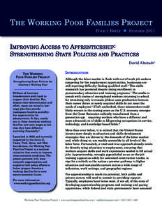The Working Poor Families Project - Policy Brief Summer 2011