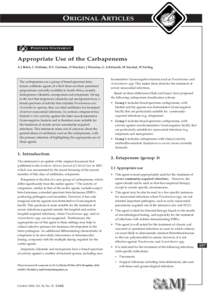 ORIGINAL ARTICLES  POSITION STATEMENT Appropriate Use of the Carbapenems A J Brink, C Feldman, D C Grolman, D Muckart, J Pretorius, G A Richards, M Senekal, W Sieling