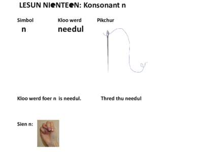 LESUN NIeNTEeN: Konsonant n Simbol Kloo werd  n