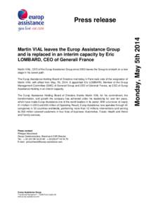 Press Release Martin Vial leaves Europ Assistance Group