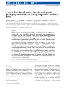 Ancient islands and modern invasions: disparate phylogeographic histories among Hispaniolas endemic birds