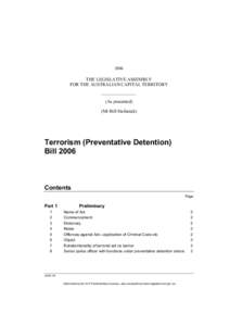 2006  THE LEGISLATIVE ASSEMBLY FOR THE AUSTRALIAN CAPITAL TERRITORY (As presented) (Mr Bill Stefaniak)