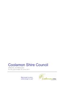 Coolamon Shire Council SPECIAL SCHEDULES for the year ended 30 June 2011 “Big enough to serve, small enough to care”