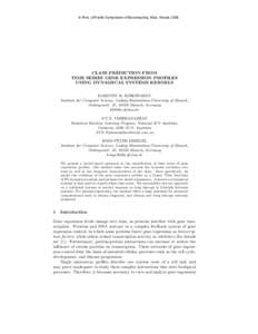 In Proc. of Pacific Symposium of Biocomputing, Maui, Hawaii, [removed]CLASS PREDICTION FROM TIME SERIES GENE EXPRESSION PROFILES USING DYNAMICAL SYSTEMS KERNELS KARSTEN M. BORGWARDT