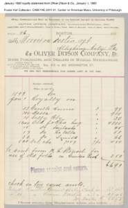 January 1893 royalty statement from Oliver Ditson & Co., January 1, 1893 Foster Hall Collection, CAM.FHC[removed], Center for American Music, University of Pittsburgh. 
