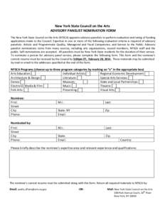 Microsoft Word - NYSCA Panelist Nomination Form FY[removed]docx