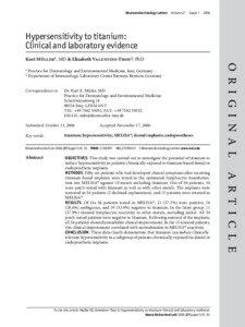 Neuroendocrinology Letters  Volume 27  Suppl. 1  2006  Hypersensitivity to titanium: