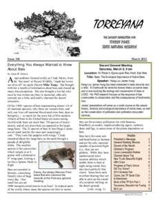 TORREYANA THE DOCENT NEWSLETTER FOR TORREY PINES STATE NATURAL RESERVE Issue 346