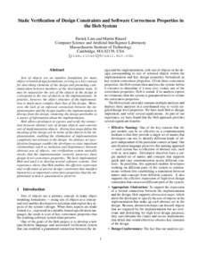 Static Verification of Design Constraints and Software Correctness Properties in the Hob System Patrick Lam and Martin Rinard Computer Science and Artificial Intelligence Laboratory Massachusetts Institute of Technology 