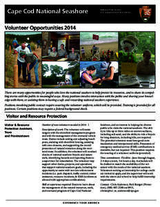 Cape Cod National Seashore  National Park Service U.S. Department of the Interior  Volunteer Opportunities 2014