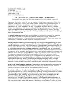 Microsoft Word - Press Release American Political Science Association July 2009.doc