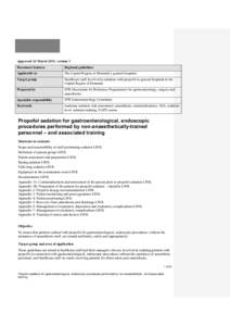 Danish guideline for the Propofol sedation for gastroenterological, endoscopic procedures performed by non-anaesthetically-trained personnel – and associated training, applicable for the Capital Region of Denmark’s g