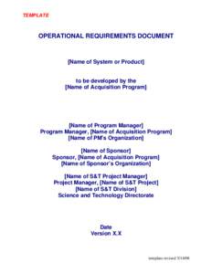 Operational Requirements Document Template
