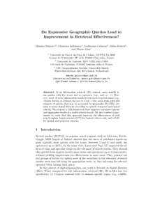 Do Expressive Geographic Queries Lead to Improvement in Retrieval Effectiveness? Damien Palacio1,3 , Christian Sallaberry1 , Guillaume Cabanac2 , Gilles Hubert2 , and Mauro Gaio1 1