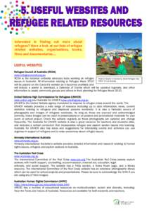 Microsoft Word[removed]Useful websites and refugee related resources 2010.doc