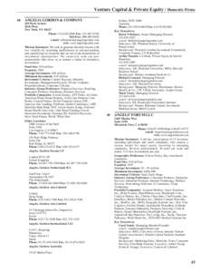 Venture Capital & Private Equity / Domestic Firms 88 ANGELO, GORDON & COMPANY 245 Park Avenue 26th Floor