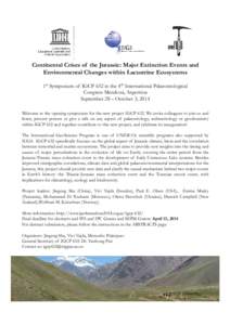 International Geoscience Programme / UNESCO / Jurassic / Extinction event / Triassic / Anoxic event / IGCP / Extinction / Environment / Earth / Ecology