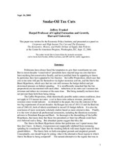 Taxation / Income distribution / Economy / Economics / Laffer curve / Tax cut / Supply-side economics / Arthur Laffer / Tax rate / Bush tax cuts / Tax / Income tax in the United States