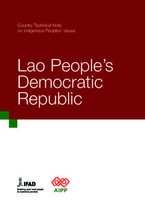 Country Technical Note on Indigenous Peoples’ Issues Lao People’s Democratic Republic