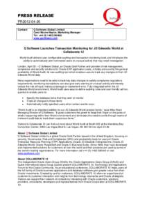 PRESS RELEASE PR2012[removed]Contact: Q Software Global Limited Carol Moore-Naylor, Marketing Manager