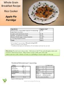 Whole Grain Breakfast Recipe Rice Cooker Apple Pie Porridge Ingredients