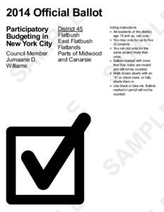 2014 Official Ballot Participatory Budgeting in New York City Council Member Jumaane D.