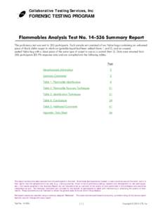 Collaborative Testing Services, Inc  FORENSIC TESTING PROGRAM Flammables Analysis Test No[removed]Summary Report This proficiency test was sent to 355 participants. Each sample set consisted of two Nylon bags containing 