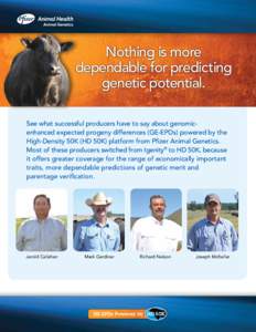 Nothing is more dependable for predicting genetic potential. See what successful producers have to say about genomicenhanced expected progeny differences (GE-EPDs) powered by the High-Density 50K (HD 50K) platform from P