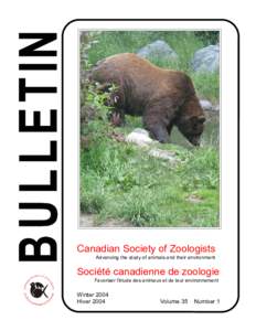 Canadian Society of Zoologists Société canadienne de zoologie CIETY OF ZO SO