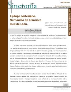 ISSN: 1562-384X Revista de Filosofía y Letras Departamento de Filosofía / Departamento de Letras Epílogo cortesiano. Hernandía de Francisco