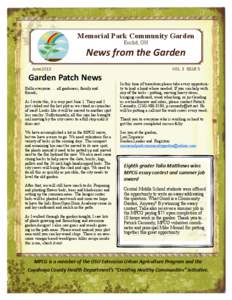 Memorial Park Community Garden Euclid, OH News from the Garden June 2013